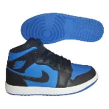 Nike Air Jordan 1 Mid Negro Y Azul Royal