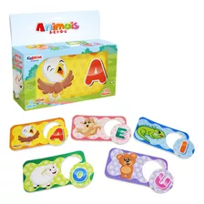 Brinquedo Pedagógico 10 Peças De Eva Animais E Vogais