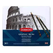 Set Lapices Grafito Graphic 24 Derwent Imp Inglaterra Lata