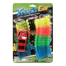 Magic Cars Pista Flexible Tracks 56 Pzs Con Auto Luces Led Color Fluo