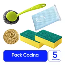 Set Esponjas De Platos Loza Limpieza Cocina + Mango - 5 Un.