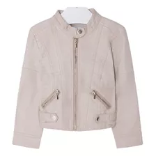 Chamarra Niña Biker Piel Sintetica Beige Mayoral 3412