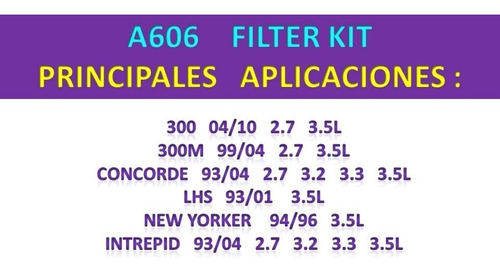 A606 Filtro + Junta + 6atf Mopar 300 300m Intrepid Concorde Foto 3