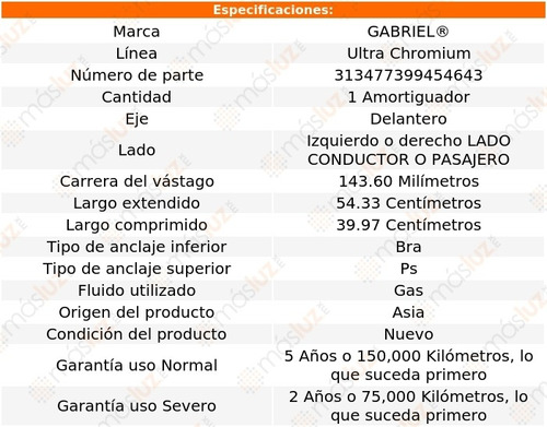 1 Amortiguador Gas Conductor O Pasajero Del Lupo 03/08 Foto 2