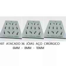 Kit Atacado 36 Piercing Labret Tragus Cartela 6mm 8mm 10mm
