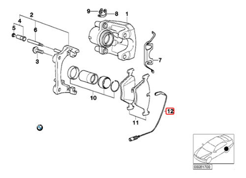 Sensor Desgaste Freno Trasero Bmw E46 318ti Repuesto Foto 2