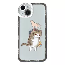 Capa De Telefone Funny Cute Cartoon Cat Para iPhone 15 14 13