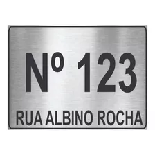 Placa Aço Inox 20x15cm Endereço Número Residencial Casa Lote