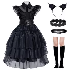 Disfraz De Merlina Wednesday Addams Vestido Escuela Halloween Cosplay Baile Fiesta Colegiala Uniformes Escolares