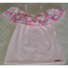 Blusa Sin Mangas Con Volado Y Perlas -niña 7-9 Años