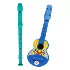 Kit 2 Instrumentos Musical Violão Pandeiro Banda Criança