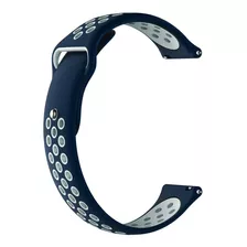 Pulseira Furadinha Para Esporte Smartwatch Encaixe Reto 22mm Cor Azul E Branco Largura 22 Mm