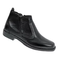 Botina Ref 2235 Com Ziper Bota Preta Couro Original Legitimo