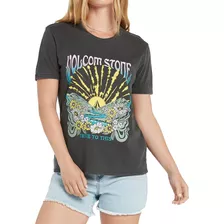 Remera Volcom Truly Ringer Negro De Dama