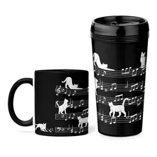 Kit Copo Viagem E Caneca Cachorro Musical Dog Lover Preto