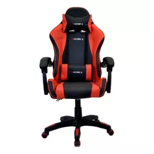 Cadeira De Escritório Racer X Comfort Gamer Ergonômica Preta E Vermelha Com Estofado De Couro Sintético