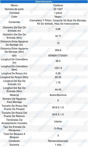 Cremallera Direccion Pontiac Montana Sv6 2005 Cardone Foto 5