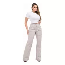 Calça Jeans Pantalona/wide Leg Verde Feminina