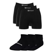 Kit Underwear - 03 Cuecas Boxer Citerol E 03 Meias Drymax