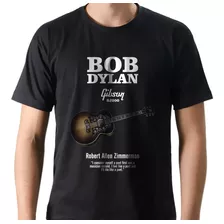 Camiseta Camisa Rock Bob Dylan Violão Gibson Sj200 Algodão