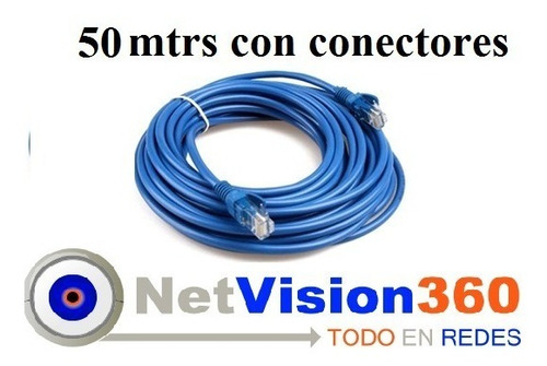 Cable Utp 50 Mts Con Conectores Para Internet Redes Cctv
