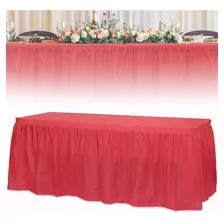 Falda De Mesa Faldón De Tul Decoración Evento Boda Mantel Color Rojo