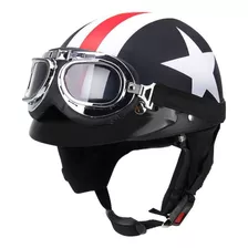 Casco De Motocicleta Medio Abierto Con Gafas De Visera Bufan