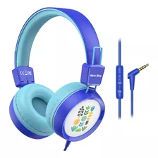 Audífonos Alámbricos Con Micrófono Para Niños New Bee Azul