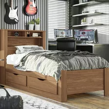 Cama De Solteiro Invicta Com 2 Gavetas Jatoba Diwt