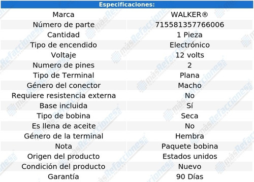 Bobina Seca Oldsmobile Toronado V6 3.8l 86-92 Walker Foto 4