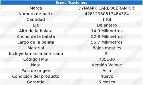 Balatas Bajos Metales Delanteras Berlina L4 2.0l 68 Al 71 Foto 3