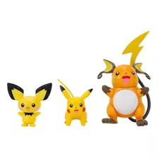 Conjunto Com 6 Bonecos Pokemon Pichu, Pikachu E Raichu Sunny