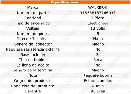 Bobina Encendido Buick Reatta V6 3.8l 88/90 Walker Foto 2