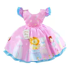 Vestido Festa Circo Rosa Menina Luxo Infantil 1 Ao 4 Anos