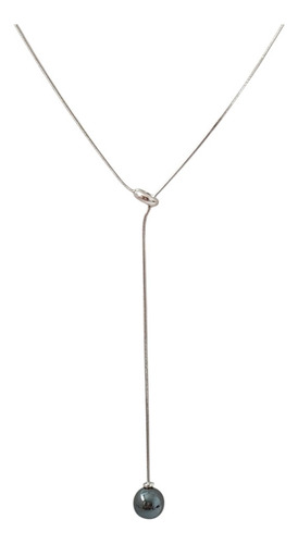 Colar Gravatinha Ouro Branco 18k Com Hematita Branco