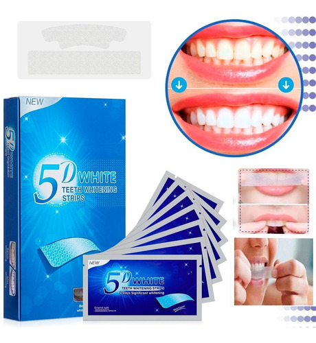 Tiras Gel Blanqueador Dental 5d White 7 Pares Parche Dientes