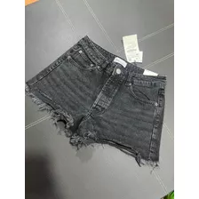 Short De Mezclilla Zara Mujer Talla 38 Color Negro