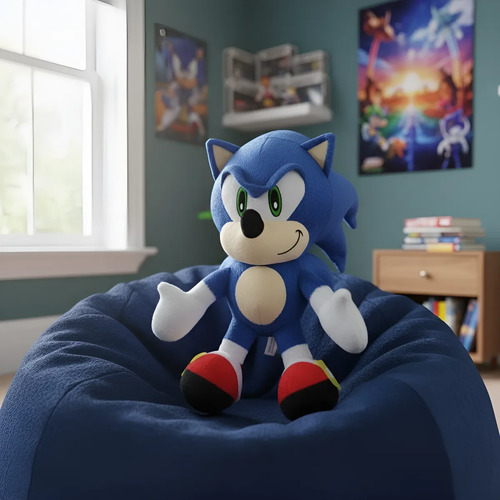 Pelúcia Grande Sonic Premium 35cm Pelúcia Azul