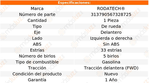 (1) Maza De Rueda Del Izq/der Beretta L4 2.2l 90/91 Rodatech Foto 5