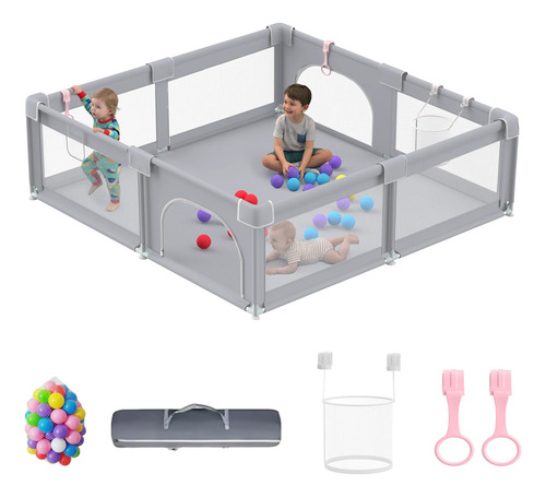 Cercadinho Grande Para Bebe Infantil Vário Tamanho Acessório 127×127cm Cinza