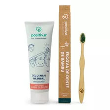 Kit Escova Bambu Verde E Gel Dental Infantil Positiv.a