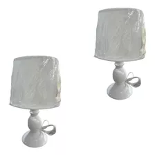 2 Luminárias Abajur C/ Cúpula Criado Mudo Quarto Cerâmica