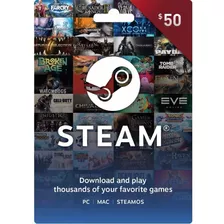 Steam Gift Card - 50 - Código - Físico - Dólar Americano