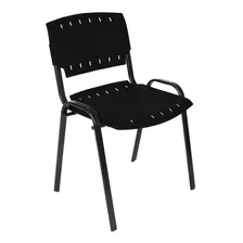 Silla Fija Plastica Oficina Modelo Prima Rolic Negro