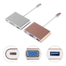 Adaptador 3x1 - Usb Tipo-c Thunderbolt 3 X Usb-c Vga Usb 3.0