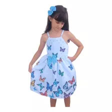 Vestido Infantil Natal Borboletas Rosa Azul Princesa+ Brinde