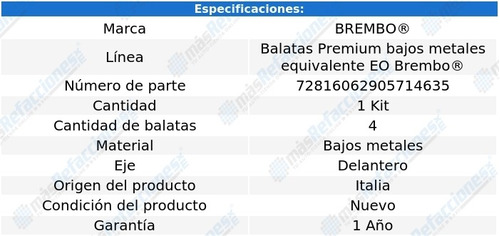 Balatas Bajos Metales Delanteras Sedona 2015-2020 Brembo Foto 4