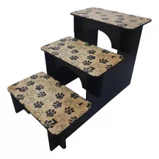 Escada Madeira 3 Degraus Para Pet Cachorro E Gato 60cm Mdf Cor Patinhas