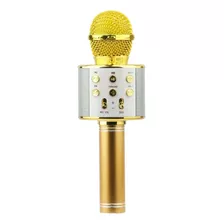 Microfone Bluetooth S/ Fio Youtuber Karaoke Dourado Infantil