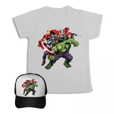 Super Héroes Vengadores Camiseta + Gorra Combo Para Niños